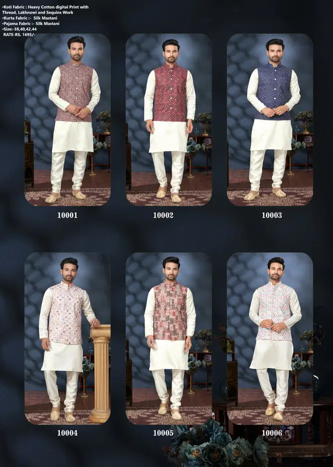 Outluk Wedding Lucknowi Vol 10 Mens Wear Modi Jacket Kurta Pajama Wholesale Online